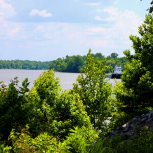River with tug boat